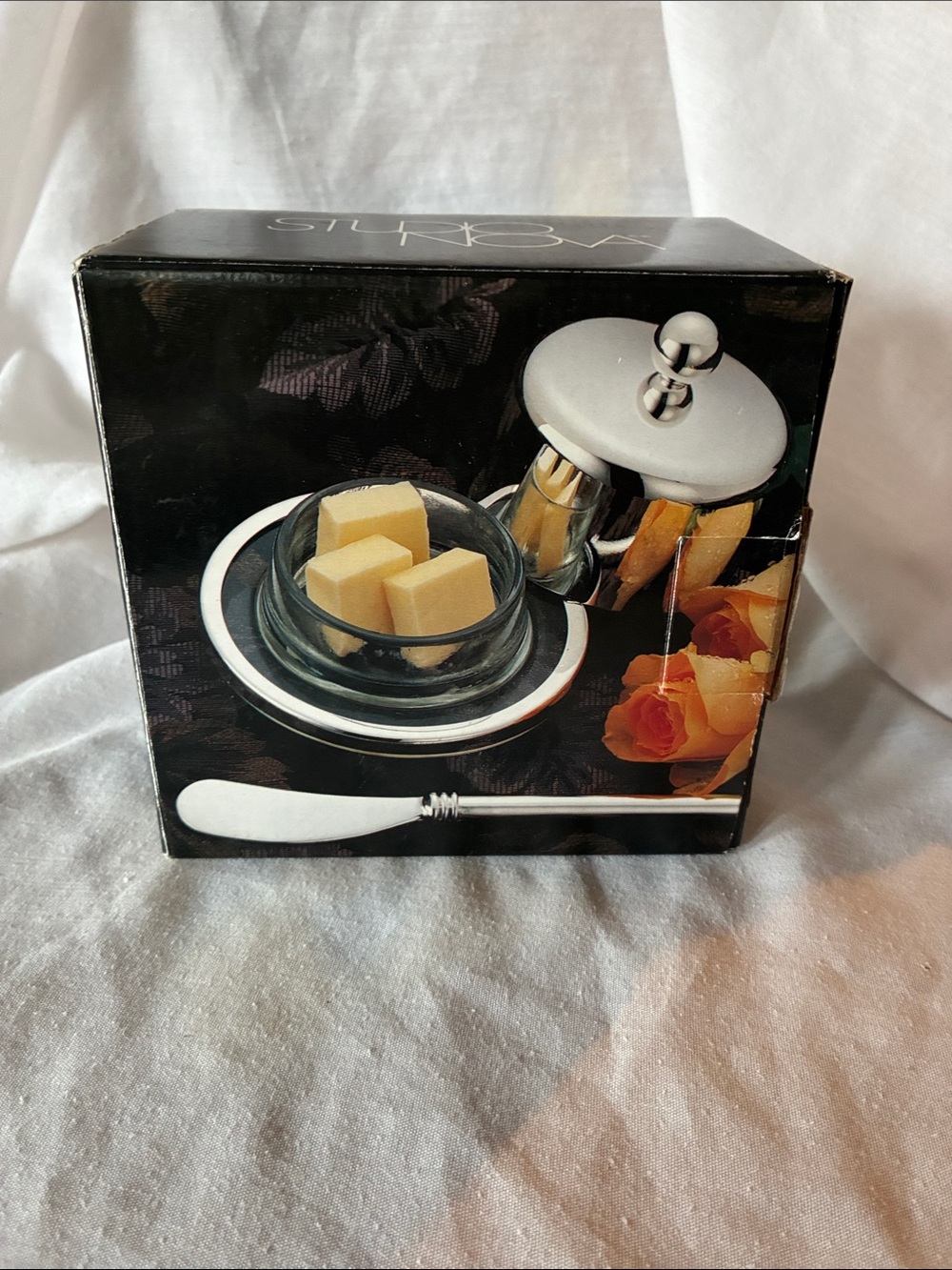 Studio Nova Silver Butter Dish Set with Spreader